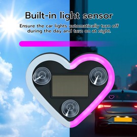 Mcbazel Car LED Ambient Light, Rechargeable Solar-Powered Heart-Shaped LED Light, 6 Lighting Modes, Romantic Car, Outdoor Decor, Ideal Gift for Couples, Women, Men - Pink (1 Pcs)