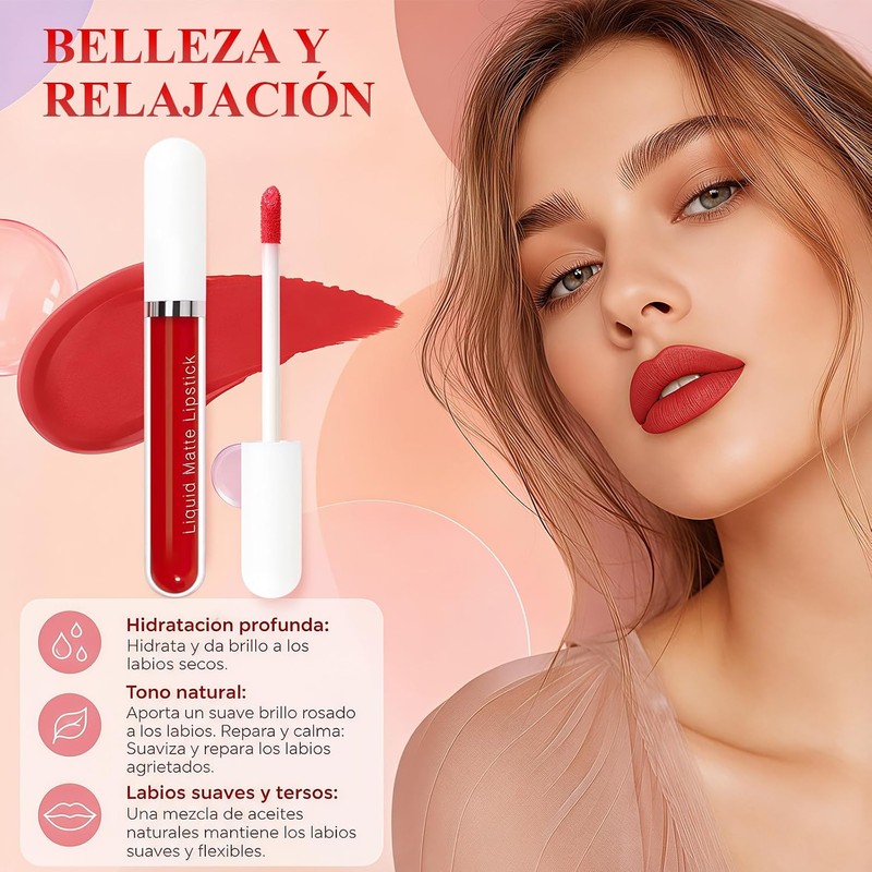 Brillo Labial 10PCS, Labial Mate Indeleble