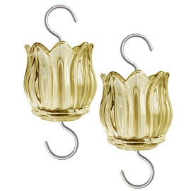 Glass Ant Moat for Hummingbird Feeder - 2PC x 3 OZ Tulip Insect Guard with Large Capacity (Golden)