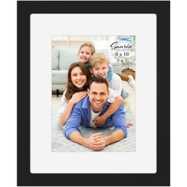 Icona Bay - 8x10 Mat to 5x7 Black Picture Frame - Painted Solid One-Piece Wood Composite, Modern Farmhouse - Sunrise Collection