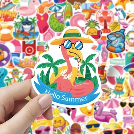 205 PCS Summer Stickers for Kids, Beach Hawaiian Vacation Waterproof Beach Happy Summer Vinyl Stickers for Water Bottles Laptop Skateboard Luggage Computer