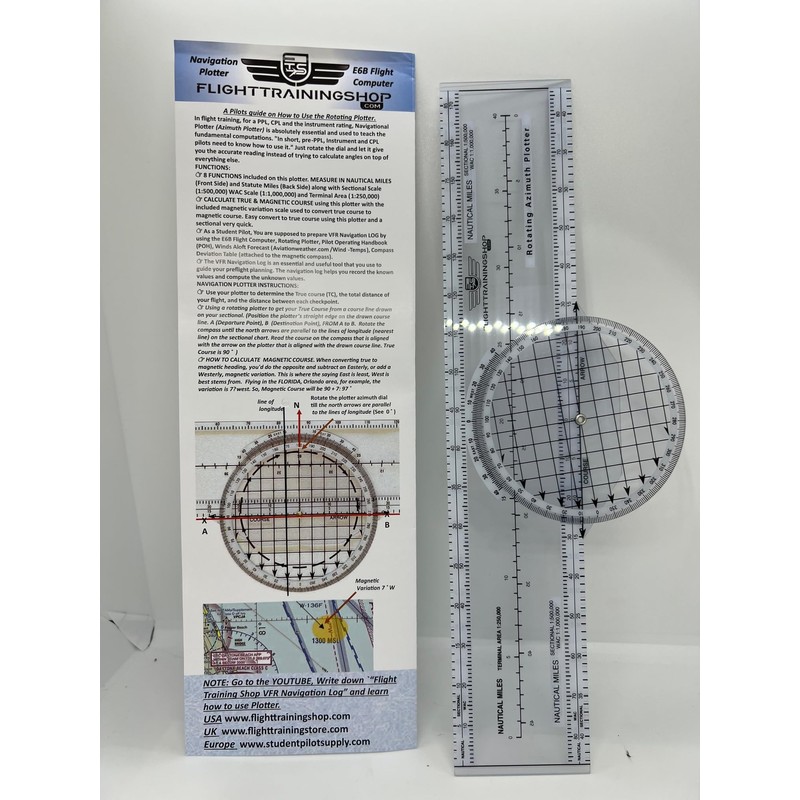 Private Pilot Training Gears, (E6B) Computer, Rotating Plotter, View Limiting