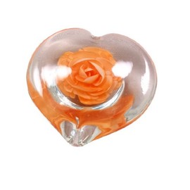 Tripact Inc M Design Art Handcraft Orange Rose Handmade Art Glass Paperweight PW-012