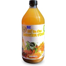 32oz Natural Apple Cider Vinegar | All in One Master Tonic essential cleanse juice | cinnamon, cloves, apple cider vinegar, lemon, ginger, turmeric, cayenne pepper, honey, water | Organic | Kosher | Halal
