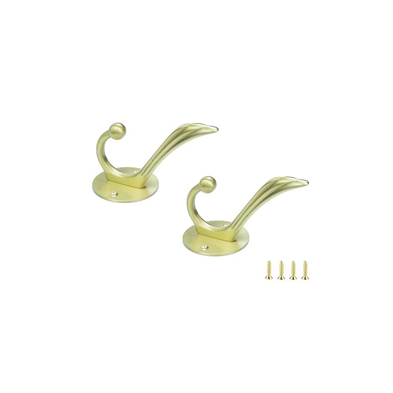 MVMRGGAH 2 Pack Traditional Gold Brass Heavy Duty Coat Hooks