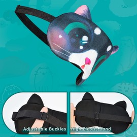 Cute Sleep Mask, Animal Eye Sleeping Mask for Men Women Kids Blindfold Light Blcokout Eyeshade Funny Cat Dog Eye Mask for Travel, Shift Work, Games, Pack of 4