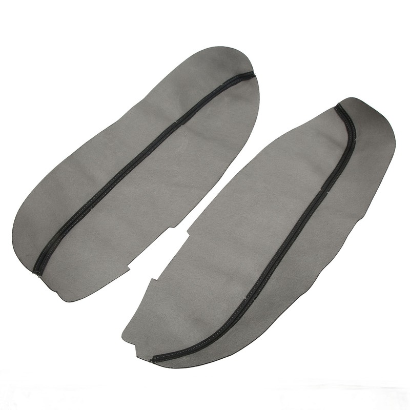2pcs Front Door Panel Armrest Cover Black Artificial Leather Replacement