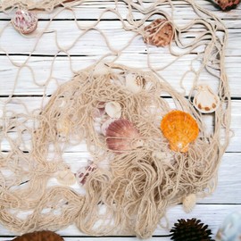 MIJOMA Decorative Fishing Net with Shells, Maritime Flair, 100 x 200 cm, Fish Net, Natural Decor for Home