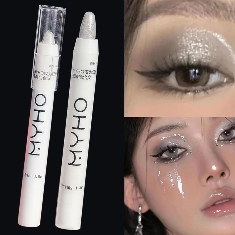 Eyeshadow Pen, Waterproof Eyeshadow Stick, Beautiful Lasting Waterproof Silver Eyeliner