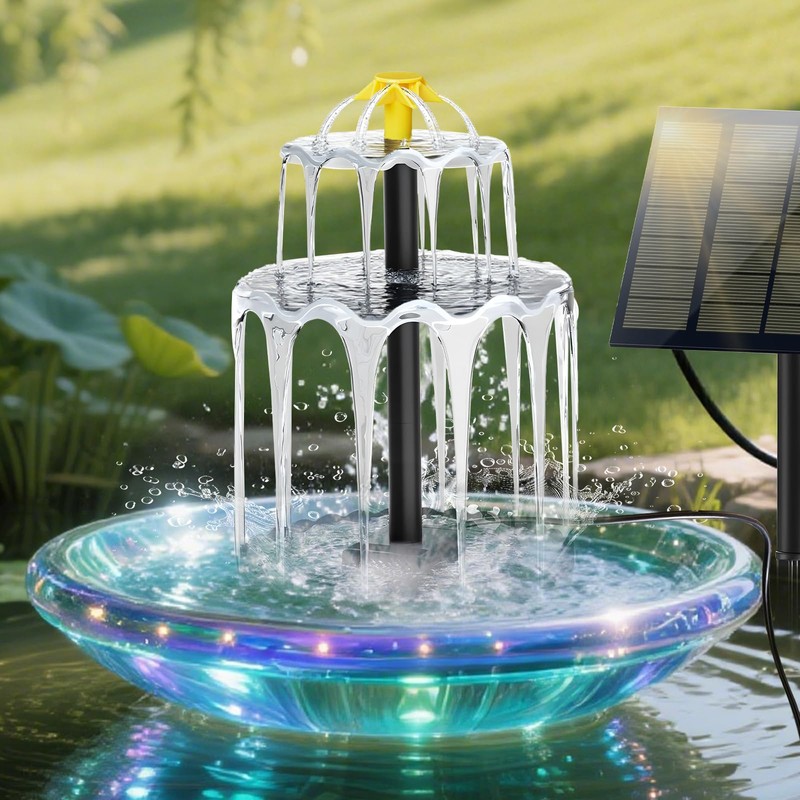 Solar Water Fountain for Bird Bath Upgrade Solar Panel Adjustable