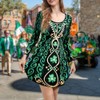 Women St Patrick's Day Shamrock Clover Printed Long Sleeve Flare