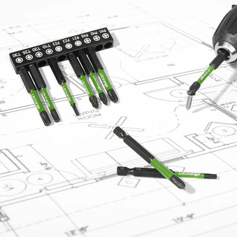 Litorange 70 mm long screwdriver bit set, 10 pieces bit