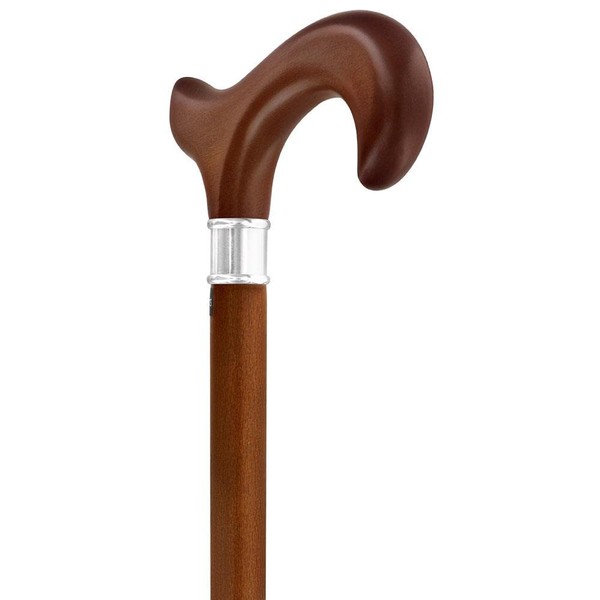Dr. Gregory House's Walnut Stained Beechwood Derby Walking Cane with Stainless Steel Collar
