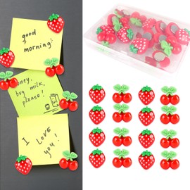 Svartur 16 Pcs Fruit Magnets for Fridge, Strawberry & Cherry Magnets for Pictures, Photos, Decorative Locker Magnets for Girls, Office Desk Accessories Cute Magnets for Whiteboard