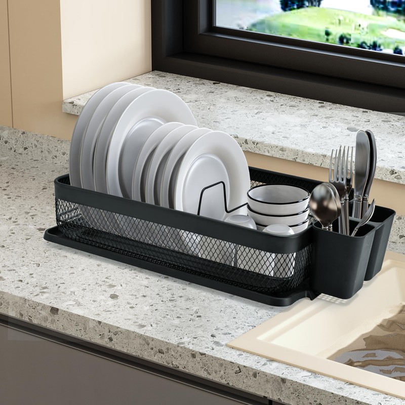 IBERG Dish Drying Rack - Dish Drainer with Utensil Holder