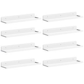 Lifewit Floating Shelves for Wall, 8 Pack White Acrylic Shelf 15" Room Decor for Bookcase/Vinyl Record Display/Photo/Picture in Bedroom, Living Room, Bathroom, Kitchen Storage and Organization