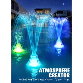 Bubbling Pool Fountain with Lights,Floating Pool Fountains with Anchor,Above Ground Pool Water Fountain Pump,Battery Powered Swimming Pool Floating Fountains for Inground Pool-1PC(White)