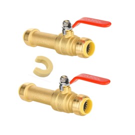 (Pack of 2) EFIELD 3/4 Inch Slip Brass Ball Valve, Push-to-Connect Plumbing Fittings to Connect PEX, Copper, CPVC, PE-RT, With A Disconnect Clipl, UPC Certified,(PF-VALVE077-2PCS)