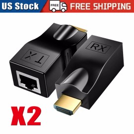 Universal 4K 1080P HDMI Extender to RJ45 Over Cat 5e/6 Network LAN Ethernet Adapter 2PCS