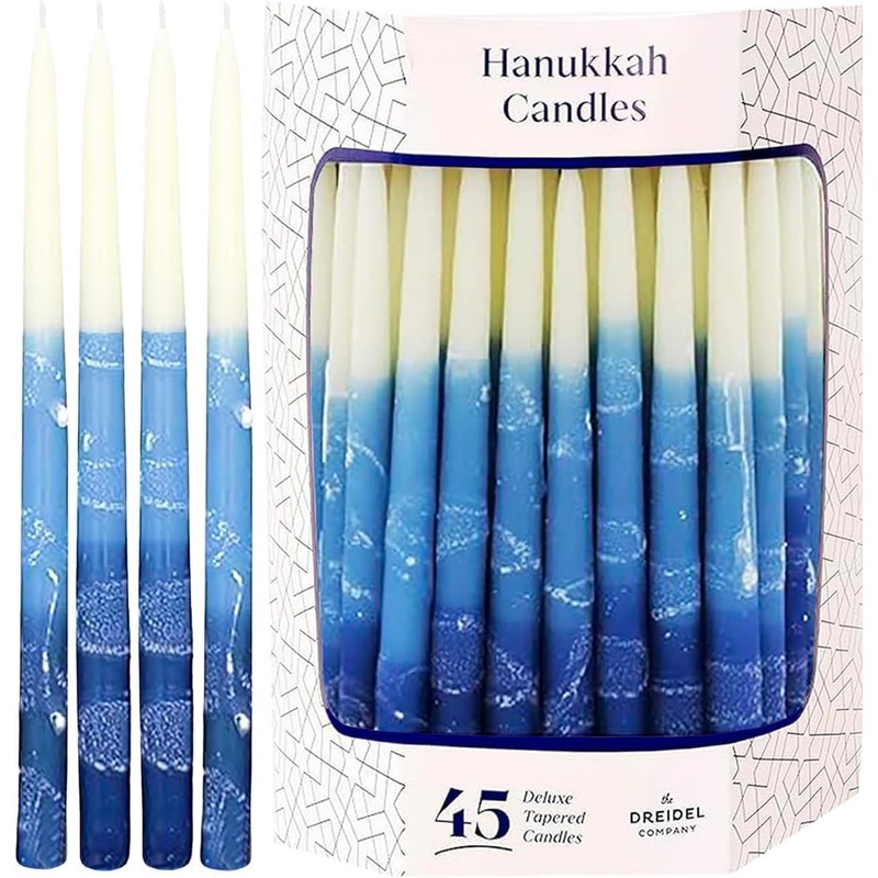 The Dreidel Company Dripless Premium Tapered Hand Decorated Multi Blue