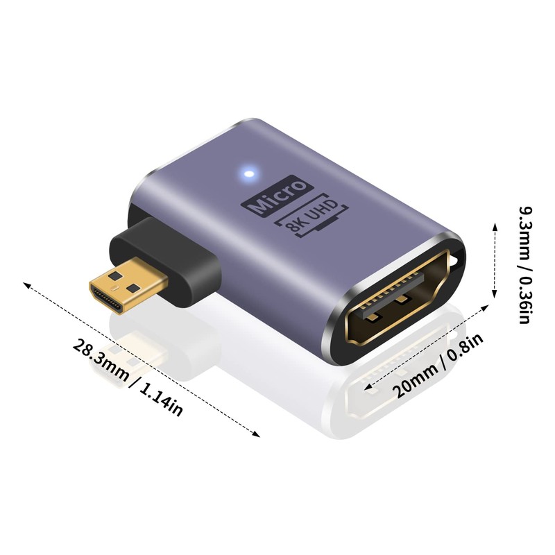 Poyiccot 8K Micro HDMI Male to HDMI Female Adapter, 48Gbps