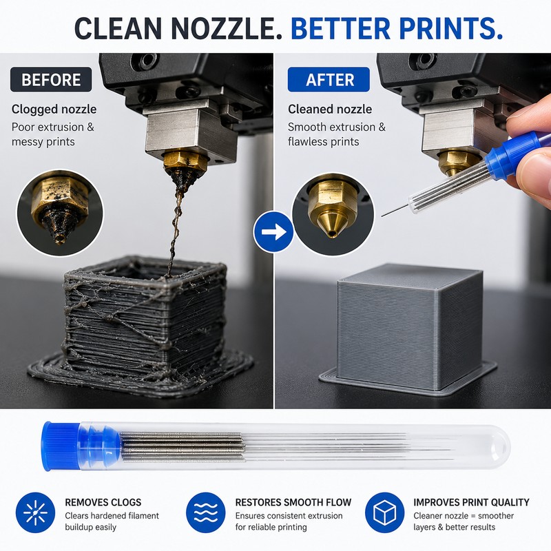 Stainless Steel Cleaning Needle Kit for Nozzles – 0.4mm Detail