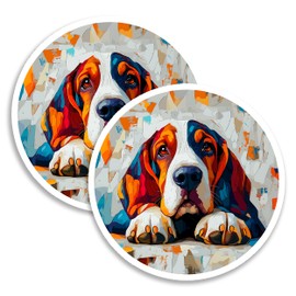 Basset Hound Magnet 4 Inch 2-Pack Dog – Strong Vinyl Decorative Animal Magnets for Fridge Locker Kitchen Office – Cute Fun Aesthetic Cool Durable & Long-Lasting Souvenir ID44999