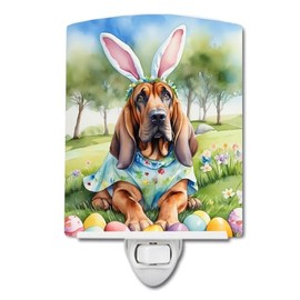 Caroline's Treasures Bloodhound Easter Egg Hunt Ceramic Night Light Compact, UL-Certified, Ideal for Bedroom, Bathroom, Nursery, Hallway, Kitchen, 6x4x3, Multicolor