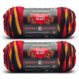 Red Heart All in One Granny Square Black- Moody Cherry Yarn - 2 Pack of 250g/8.8oz - 100% Acrylic - #4 Worsted (Medium) - 381m/417Yards - for Knitting, Crochet and Amigurumi