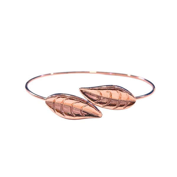 Leaf Branch Wire Bangle Adjustable Open Cuff Bracelet for Women