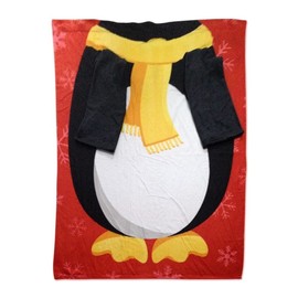Snug Rug Christmas Penguin Fleece Blanket with Sleeves, Black/White