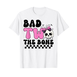 Bad Two The Bone 2nd Birthday Kid Girl Spooky Birthday T-Shirt