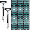 54 Twin Stainless Steel Blades Shaving Disposable Razors with 2