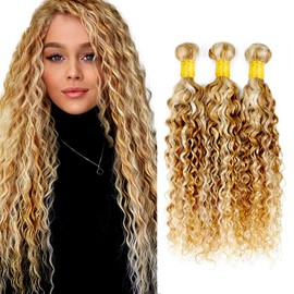 P30613 Highlight Blonde Bundles Human Hair Brown Water Wave 3 Bundles 26 28 30 inch Brazilian Remy Hair 613 Blonde Bundle for Women