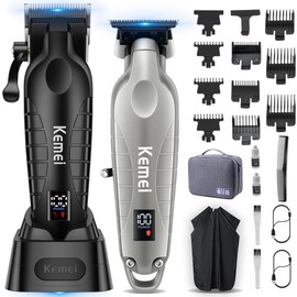 KEMEI 2293 2290D Cordless Hair Clippers for Men Professional,Hair Trimmer,Mens Barber Clippers and Trimmers Set,Electric Hair Cutting Kit,Clipper for Barbers,Rechargeable Haircut Tools,Silver