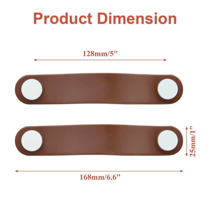Uenhoy 4 Pack Genuine Leather Drawer Pulls, Brown Cabinet Pulls
