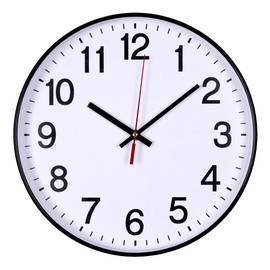 OFFICER PRODUCTS Wall Clock Plastic / 30 cm Black / Arabic Numerals Wall Clock / Quartz Silent Wall Clocks for School Office Living Room Kitchen Analogue Modern Round Decorative