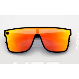 Quiksilver SciFi Shield Sunglasses Black Frame Flash Orange Mirror Lens NIB