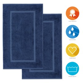 Bath Mat, Set of 2, 50 x 80 cm, Navy, Terry Series Elena