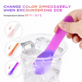 30 Pcs Color Changing Ice Cream Spoons, 5 Inch Temperature Sensitive Plastic Spoons, Individually Wrapped, Reusable Party Supplies for Birthday Wedding Dessert Tasting