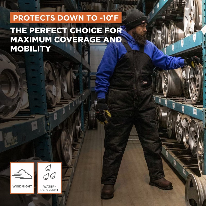 Bib Overalls, Black, Size 38x30-1/2 In.