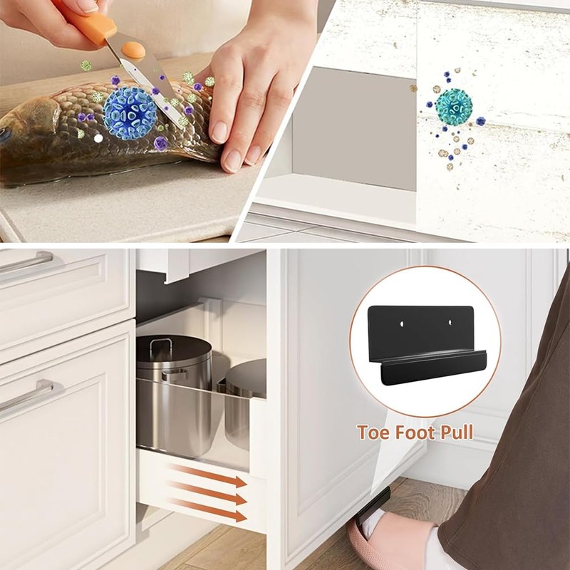 Cabinet Foot Pull for Trash Drawer, Touchless Hands-Free Design, Black,