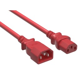 Cable Leader 4ft Power Extension Cable IEC320 C13 to IEC320 C14, 18 AWG, 10 Amp, Red Computer Power Cord