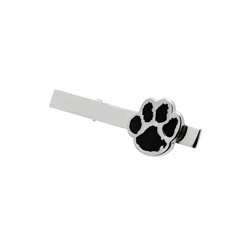 Silver Black Paw Dog Cat Tie Clip Tie Bar Tie