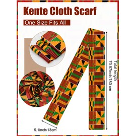 2 Pcs African Hats Kente Scarf Sets African Turban Dashiki Cloth Print Sash Kwanzaa Graduation Stole Black History Scarf for Men Women