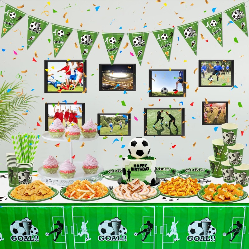 Decoración para fiesta de fútbol - Incluye banderín de fútbol,