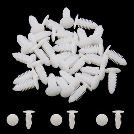 30Pcs White Plastic Rivets Splash Guard Fastener Push Type Clips 7.5 x 6.5mm