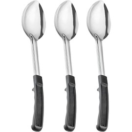 3 Pcs Large Serving Spoons, Cooking Spoons, Serving Spoons for Buffet, Stainless Steel Serving Spoons (Black, One Size)