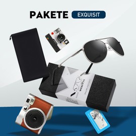 wearPro Sunglasses Men Women Polarised Premium Metal Frame Sunglasses Unisex with UV400 Protection Vintage Black Driving Glasses, 2-silver frame/black lenses