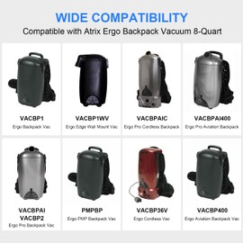 Replacement Atrix Vacuum Bags VACBP6 for 8-Quart Atrix Ergo Backpack Vacuum, Replace Part VACBP1 VACBP6 VACBP36V VACBPAI, HEPA Filter Bag Replacement Dust Bags Cleaner Bags Parts(8 Pack)